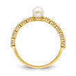 14K Madi K 3-4mm White Button Freshwater Cultured Pearl CZ Ring - Birthstone Company