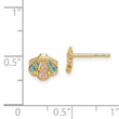 14k Madi K Blue & Pink CZ Seashell Post Earrings