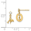 14k Madi K CZ Oval with Dolphin Dangle Post Earrings