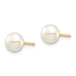 14k Madi K 6-7mm White Button Freshwater Cultured Pearl Stud Post Earrings