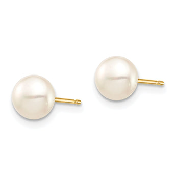 14k Madi K 6-7mm White Button Freshwater Cultured Pearl Stud Post Earrings