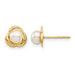 14K Madi K 4-5mm White Button Freshwater Cultured Pearl Post Earrings - Birthstone Company