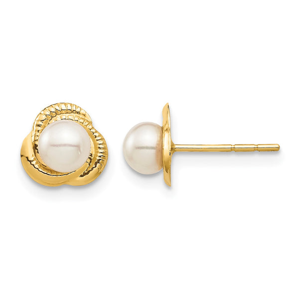 14K Madi K 4-5mm White Button Freshwater Cultured Pearl Post Earrings - Birthstone Company