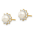 14k Madi K 5-6mm White Button Freshwater Cultured Pearl CZ Post Earrings - Birthstone Company