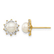 14k Madi K 5-6mm White Button Freshwater Cultured Pearl CZ Post Earrings - Birthstone Company