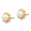 14K Madi K 4-5mm White Button Freshwater Cultured Pearl Post Earrings - Birthstone Company