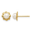 14K Madi K 4-5mm White Button Freshwater Cultured Pearl Post Earrings - Birthstone Company
