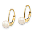 14K Madi K 5-6mm White Round FW Cultured Pearl Leverback Earrings - Birthstone Company