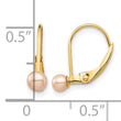 14K Madi K 3-4mm Pink Round FW Cultured Pearl Leverback Earrings - Birthstone Company