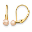 14K Madi K 3-4mm Pink Round FW Cultured Pearl Leverback Earrings - Birthstone Company