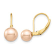 14K Madi K 6-7mm Pink Round FW Cultured Pearl Leverback Earrings - Birthstone Company