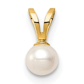 14K Madi K 4-5mm White Near Round Freshwater Cultured Pearl Pendant - Birthstone Company