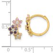 14K Madi K Hinged Flower Multicolor CZ Hoop Earrings