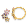 14K Madi K Hinged Flower Multicolor CZ Hoop Earrings