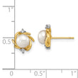 14k Madi K 5-6mm Button White Freshwater Cultured Pearl and .04 Carat Diamond Post Earrings - Birthstone Company