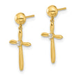 14k Madi K Polished CZ Cross Post Dangle Earrings - Birthstone Company
