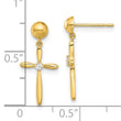 14k Madi K Polished CZ Cross Post Dangle Earrings - Birthstone Company