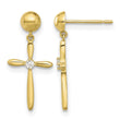 14k Madi K Polished CZ Cross Post Dangle Earrings - Birthstone Company