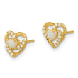 14k Madi K Polished Created Opal and CZ Heart Post Earrings - Birthstone Company