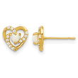 14k Madi K Polished Created Opal and CZ Heart Post Earrings - Birthstone Company