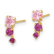 14k Madi K Polished Pink and Red CZ Post Earrings - Birthstone Company