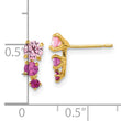 14k Madi K Polished Pink and Red CZ Post Earrings - Birthstone Company