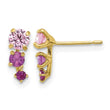 14k Madi K Polished Pink and Red CZ Post Earrings - Birthstone Company
