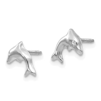 14K White Gold Madi K Sm. Dolphin Earrings - Birthstone Company