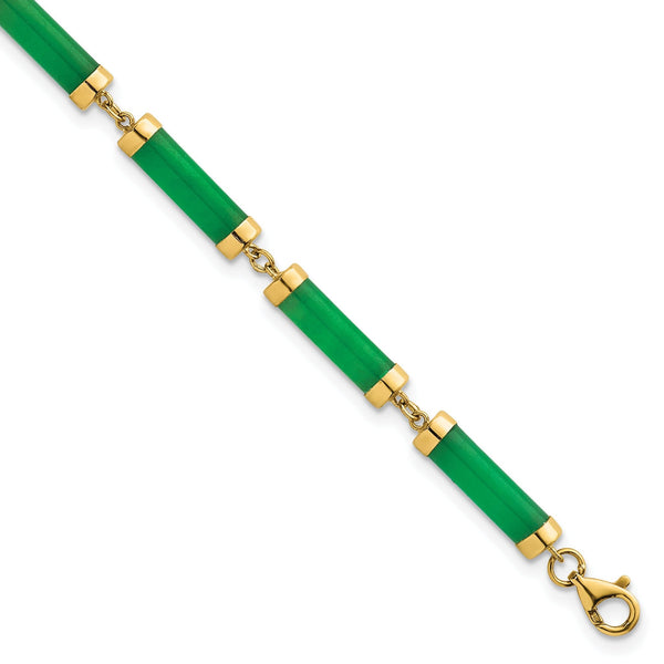 Jade Bars Bracelet in 14K Yellow Gold, 5mm with Extender, 7.5 Inch