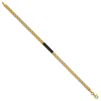 Onyx Bar Oyster Style Link Bracelet in 14K Yellow Gold, 7.2 Inch