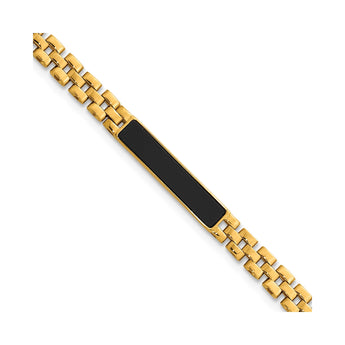 Onyx Bar Oyster Style Link Bracelet in 14K Yellow Gold, 7.2 Inch