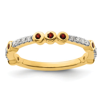14k Stackable Expressions Garnet and Diamond Ring - Birthstone Company