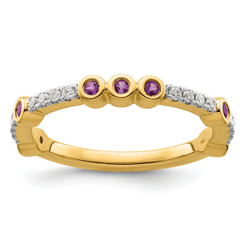 14k Stackable Expressions Amethyst and Diamond Ring