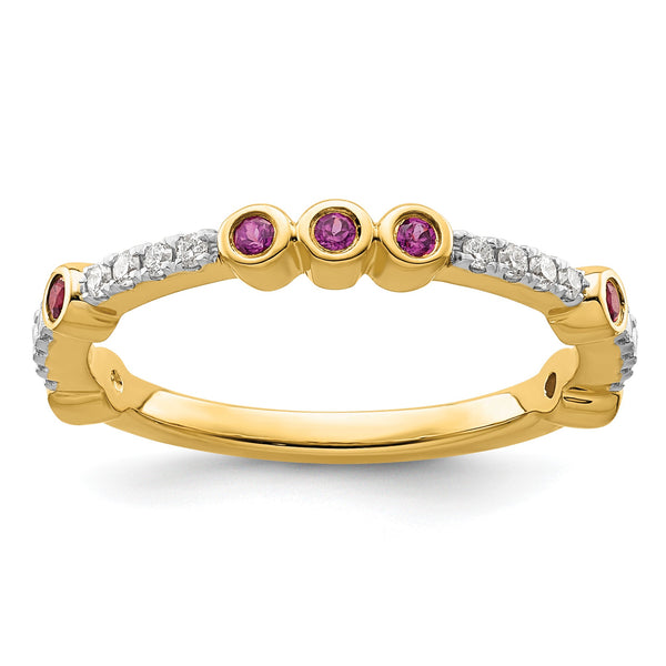 14k Stackable Expressions Rhodolite Garnet and Diamond Ring - Birthstone Company