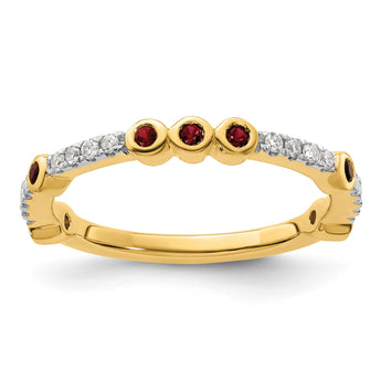 14k Stackable Expressions Created Ruby and Diamond Ring - Birthstone Company