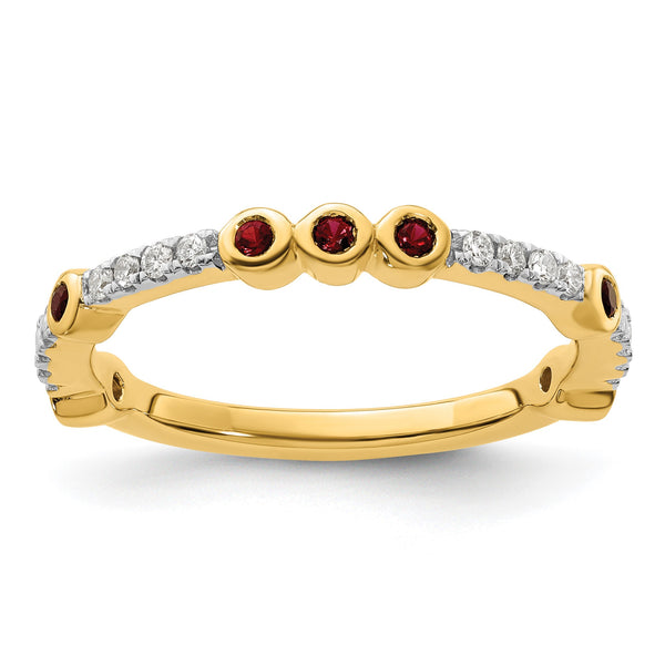 14k Stackable Expressions Created Ruby and Diamond Ring - Birthstone Company