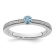 14k White Gold Stackable Expressions Aquamarine and Diamond Ring - Birthstone Company