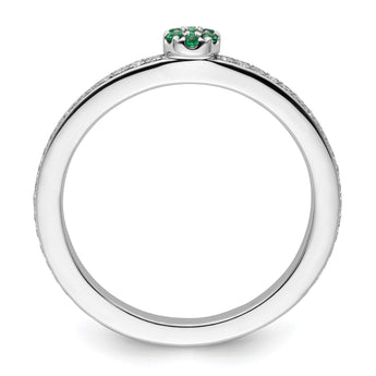14k White Gold Stackable Expressions Created Emerald/Diamond Ring - Birthstone Company