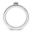 14k White Gold Stackable Expressions Rhodolite Garnet and Dia. Ring - Birthstone Company