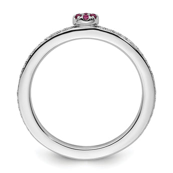 14k White Gold Stackable Expressions Rhodolite Garnet and Dia. Ring - Birthstone Company