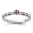 14k White Gold Stackable Expressions Rhodolite Garnet and Dia. Ring - Birthstone Company
