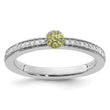 14k White Gold Stackable Expressions Peridot and Diamond Ring - Birthstone Company