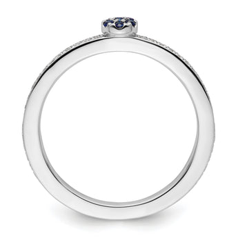 14k White Gold Stackable Expressions Created Sapphire and Dia. Ring - Birthstone Company