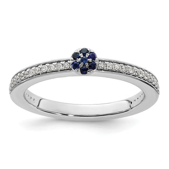 14k White Gold Stackable Expressions Created Sapphire and Dia. Ring - Birthstone Company