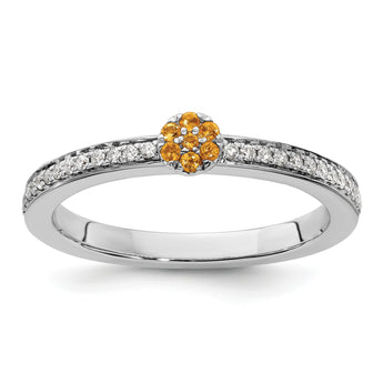 14k White Gold Stackable Expressions Citrine and Diamond Ring - Birthstone Company