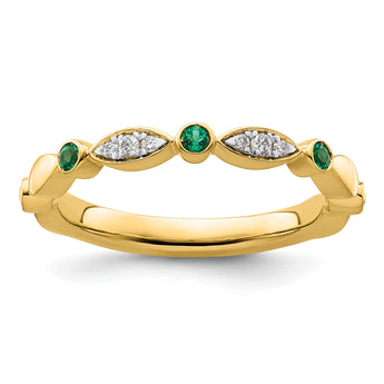 14k Stackable Expressions Created Emerald and Diamond Ring - Birthstone Company