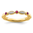 14k Stackable Expressions Created Ruby and Diamond Ring - Birthstone Company