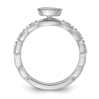 14k White Gold Stackable Expressions Aquamarine and Diamond Ring - Birthstone Company
