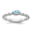 14k White Gold Stackable Expressions Aquamarine and Diamond Ring - Birthstone Company