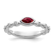 14k White Gold Stackable Expressions Created Ruby and Diamond Ring - Birthstone Company